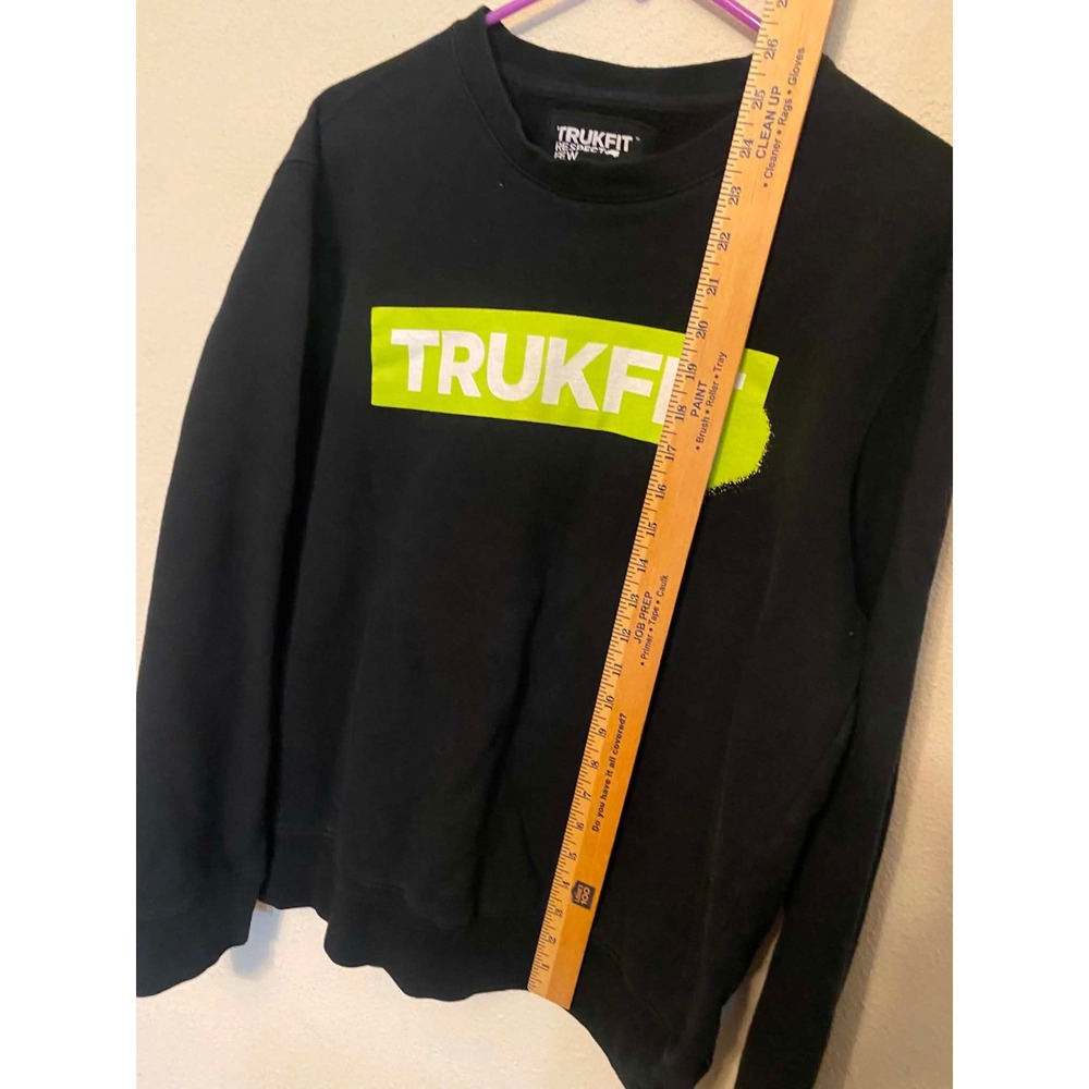 Trukfit Mens Respect Few Crewneck Sweatshirt Black Lime Green Logo Graphic Large - Picture 4 of 8
